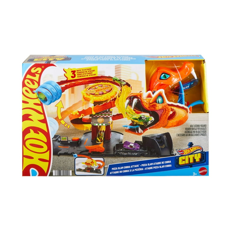 Hot Wheels City Track Set Pizza Slam Cobra Attack Playset with 1