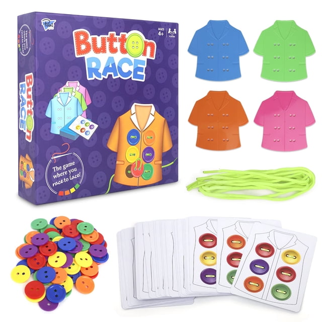 Lacing Cards Sequence Game Point Games Button Race 4 años o más