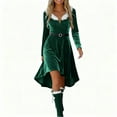 thumbnail image 3 of BiZtdJrK Green Christmas Dresses for Women Vintage Formal Cocktail Dress Furry V Neck Holiday Party Cosplay Costumes S, 3 of 7