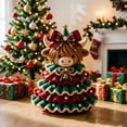 thumbnail image 4 of Homellea Christmas Highland Cow Crochet Kit with Instructions, DIY Animal Christmas Tree Craft with Plaid Bow, Bell and Pearl Details for Tabletop, Shelf and Mantel Decor, 7.8 Inch, Multicolor, 4 of 7