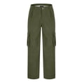 thumbnail image 4 of Puntoco Pantalones cargo lavados con múltiples bolsillos de color sólido para hombre, pantalones casuales para exteriores, 4 of 6
