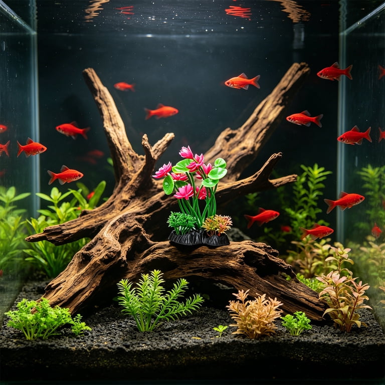 fish tank grass accessories Garneck Aquarium Artificial Plants Pink Cherry Blossom Tree Set Decorations for Home Office Fish Tank Aquarium Decorations : Pet Supplies Choose one and light up your fish tank now Aquarium Landscaping Decorations Grass Small