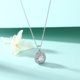 thumbnail image 3 of Colgante circular chapado en plata para mujer con piedra de cristal central, 3 of 5