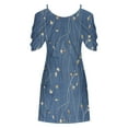 thumbnail image 5 of Robes d'Été Robe d'Été pour Femmes Imprimé Manches Courtes Épaules Dénudées Col Rond Robe Bleu Foncé TG, 5 of 5