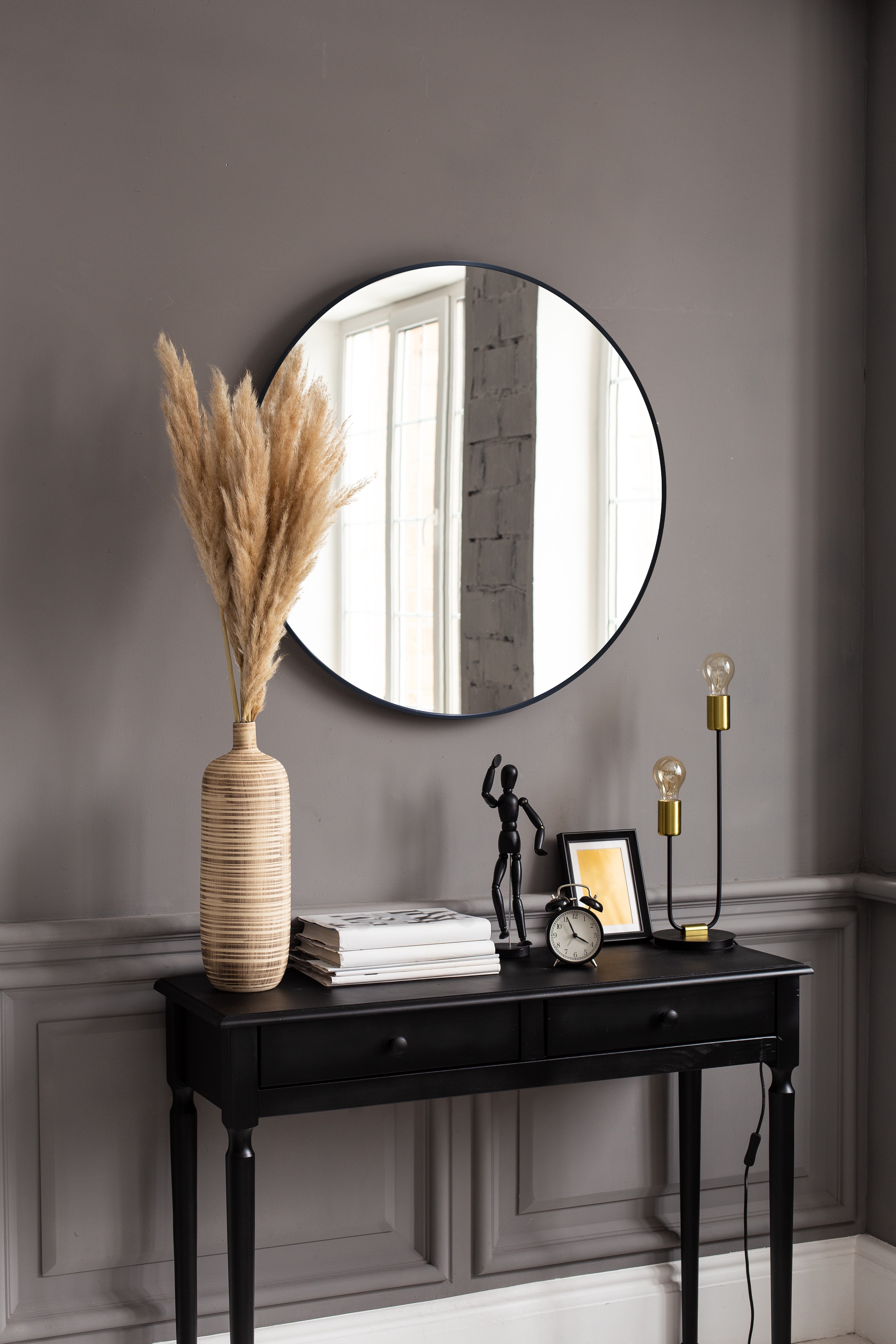 Better Homes & Gardens Round Wall Mirror, Black, 28 in photo 7