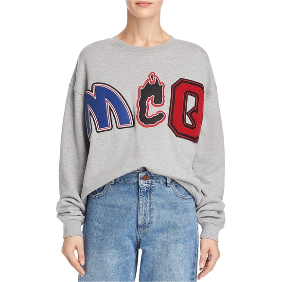 McQ Sudadera con adornos para mujer, gris, pequeña