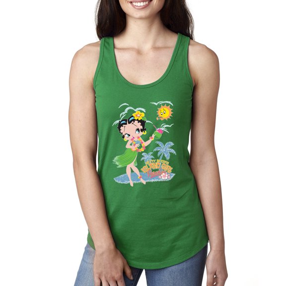 Wild Bobby, Betty Boop Island Girl Paradise Betty Boop Ladies Racerback Tank Top, Kelly, Small