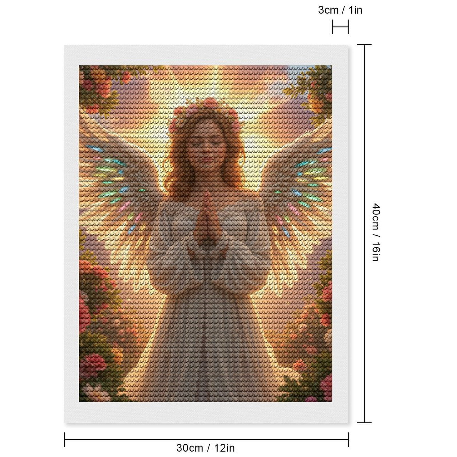 Diamond Art Kits for Adults, Angel Serenity Blossoms Wings Light 5D Diamond Painting Kits for Adults Beginners, DIY Full Drill Diamond Painting, Gem Art and Crafts 12x16
