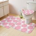 thumbnail image 3 of Abstract Dahlia Bathroom Rugs Set Vintage Pink Country Farmhouse Classic Non Slip Absorbent Soft Bath Mats 3 Piece Set with Bathroom Rug, U-Shaped Floor Mat, Toilet Seat Cover Small Size, 3 of 9