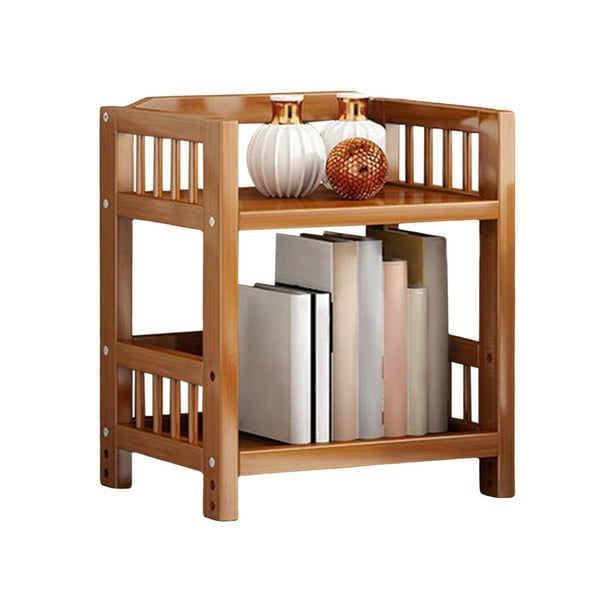 Estante de esquina de bambú Gabinete de almacenamiento de muebles Independiente Moderno Ahorro de espacio Gabinete de esquina de dos capas Estante de , 35cmx30cmx50cm