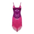 thumbnail image 3 of Zaldita Womens Sequins Tassel Flapper Ballroom Dress Asymmetric Fringe Tango Latin Dance Dress Rose One_Size, 3 of 7