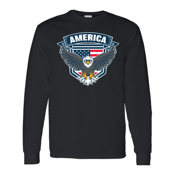 Inktastic America with Eagle Shield and Banner Long Sleeve T-Shirt