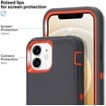 thumbnail image 4 of Compatible with iPhone 12 Case/iPhone 12 Pro Case 6.1-Inch (2020), Heavy Duty Defender 3-Layer Rugged Shockproof Drop Protective Cover Phone Cases for iPhone 12/12Pro, Dark Grey/Orange, 4 of 7