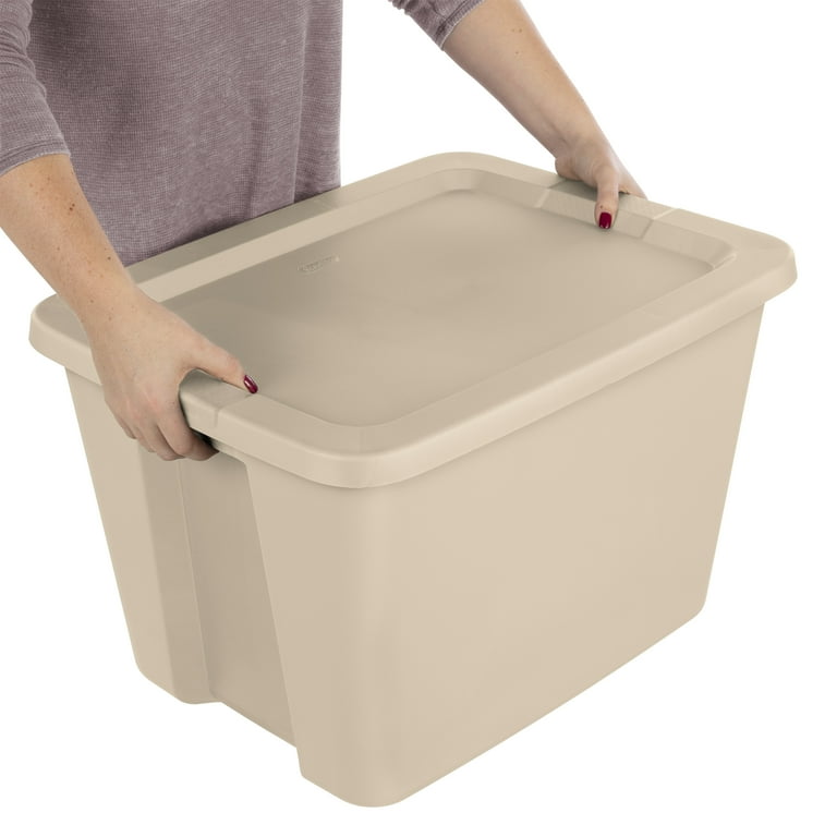 Sterilite 18 Gallon Tote Box Plastic Papyrus Beige Walmart
