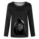 thumbnail image 4 of Blusa de cuello redondo de manga larga con estampado de gato sólido suelto clásico para mujer Pompotops gfhjh16527, 4 of 8