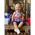 thumbnail image 5 of BemeyourBBs Newborn Baby Girl 4th of July Outfit Baby Girl Patriot Independent Day Clothes Red White Blue Stripe Star Print Strap Cami Tops Shorts Set Baby Girls Summer 2-Piece Outfit, 5 of 9