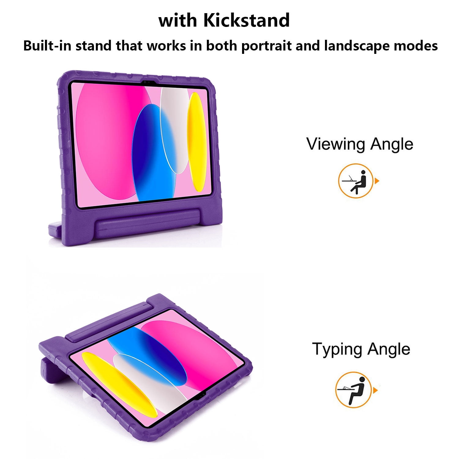 Allytech Kids Case for Apple iPad 10th Generation 10.9 inch 2022 with Pencil Holder/Rotating Stand Handle/Foldable Kickstand Kid-Proof Girl Boy Soft EVA Foam Shockproof Rugged Heavy Duty Cover, Purple