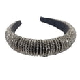 thumbnail image 1 of Qarigey Diademas con cuentas de cristal con purpurina, tocado de punto Flexible para el cabello, tocado para mujer, fiesta, colorido brillante Accesorio para el cabello Gris-plata Qarigey AP010971-07B, 1 of 5
