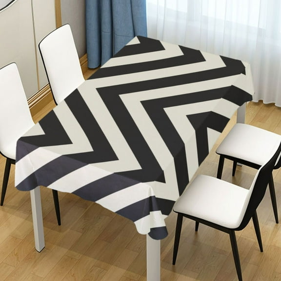 Ryvnso Black and White Lines Rectangle Table Cloth Tablecover Dinning Tablecloth 54"x72"