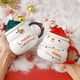 thumbnail image 5 of Taza De Cerámica Con Tapa Y Cuchara De Papá Noel Y Muñeco De Nieve. Taza Grande Con Dibujo De Papá Noel. Taza De Agua Para Regalar A La Gente El Mejor Regalo De Navidad., 5 of 5