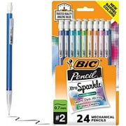 BIC Xtra-Sparkle Number 2 Mechanical Pencils With Erasers, Medium Point (0.7mm), 24-Count Pack, Cute Mechanical Pencils For Girls, Boys and Adults (Color Assortment May Vary)
