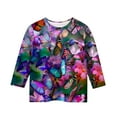thumbnail image 4 of Ugoldhm Girls Tees Butterfly Printed Crewneck Casual Tops Pullover Summer Fall Kids Shirts, 4 of 5
