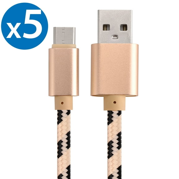 5x 3FT USB Type C Cable Fast Charging Cable USB-C Type-C 3.1 Data Sync Charger Cable Cord For Samsung Galaxy S9 S9  Galaxy S8 S8 Plus Nexus 5X 6P OnePlus 2 3 LG G5 G6 V20 HTC M10 Google Pixel XL