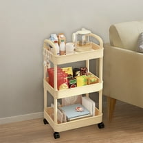 Tyidzon 3 Tier Rolling Cart, Plastic Utility Cart with Handle, Multifunctional Mobile Storage Cart for Living Room Bathroom Kitchen, Yellow 30"