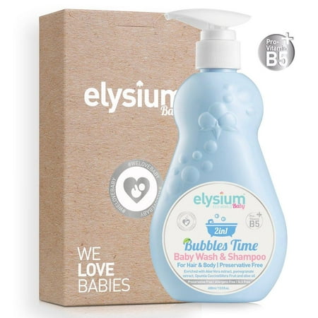 Elysium Baby Organic Shampoo and Body Wash for Baby Bath Tear Free Shampoo Vegan Body Wash for Newborns Non Toxic Natural Hypoallergenic with Aloe Vera & Vitamin