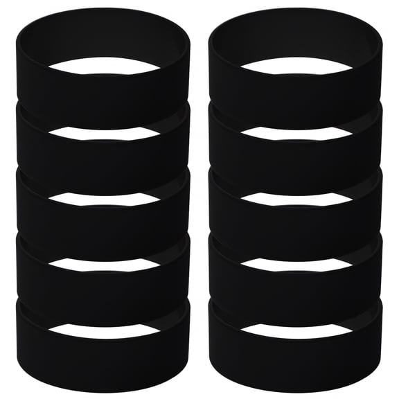 GOGO 10 Pcs Wide Silicone Wristbands, Rubber Bracelets, Party Favors - Black