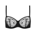 thumbnail image 5 of Deyllo Women Lace Bra Sheer Balconette Bralette See-Through Bras Embroidered Unlined Underwire Support Black Bras Clothes Size 38DD, 5 of 6