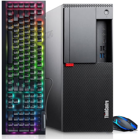 Lenovo M720 Tower Desktop Computer – Intel Core i5-8500 8th Gen – 8GB RAM – 256GB SSD – AMD Radeon RX 550 – RGB Keyboard & Mouse – WiFi – Windows 11 Pro