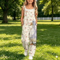 thumbnail image 4 of Coerni Girls Spaghetti Strap Harems Rompers Boho Floral Jumpsuits Summer Lightweight Beach Vacation Outfit for Kids 4-12 Years, 4 of 4