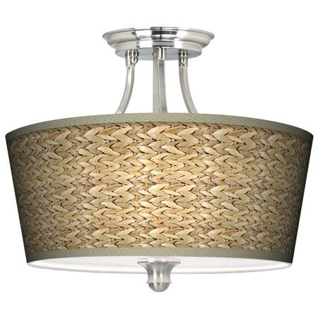 Seagrass Lighting Giclee Gallery Tropical Ceiling Light Semi Flush Mount Fixture Brushed Nickel 18