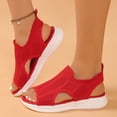 thumbnail image 4 of GERsome Women's Wedge Sandals Open Toe Breathable Mesh Walking Shoes Ankle Strap Summer Travel Beach Outdoor Sandals, Red Size 6.5, 4 of 9