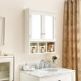 thumbnail image 4 of Cterwk Storage Cabinet with Mirror, 2 Doors 4 Adjustable Shelf + 3 Storage Basket, Wall Mounted Wood Cabinet for Bathroom Kitchen, 4 of 6