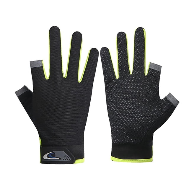 Guantes Ciclismo Transpirables Antideslizantes para Pesca Con 2 Dedos Cortados 5 Uds() Verde