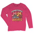 thumbnail image 5 of Conquering Mom Life With Coffee and Wine Women's Long Sleeve T-shirt Trendy Motherhood Parenting Family Soccer Mama #momlife, 5 of 7