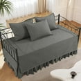 thumbnail image 3 of Daybed Cover Sets- Diamond Stitching Daybed Bedding Set, All Season Cozy Bedding with Bedskirt with Shams, Microfiber Filling, 5 Pieces, Dark Grey, 3 of 8