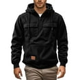 thumbnail image 7 of Zylanna Men's Hooded Sweatshirts with Multi-Pockets, Half-Zip Solid Color Casual Fleece Lined Sport Hoodies Pullover for Men Black, 7 of 7