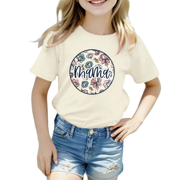 Hienoo Toddler Girls Mother's Day T-Shirt Graphic Short Sleeve Casual T Shirt, Sizes 3-9