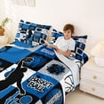 thumbnail image 3 of Castle Fairy Basketball Gamer Collage King Sheets 4pcs, Sport Geometric Grid Bedding, Black Navy Blue,1 Fitted Sheet, 1 Flat Sheet and 2 Pillowcases, 3 of 6