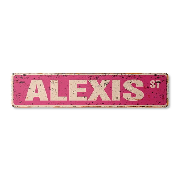 ALEXIS Vintage Plastic Street Sign Childrens Name Room Sign | Indoor/Outdoor | 24" Wide