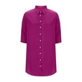 thumbnail image 4 of Women Satin Silk Shirts 3/4 Sleeve Solid Turn Down Collar Temperament Satin Button Long Shirt Fall Winter Office Work Elegant Slim Fit Blouses Casual Comofrtable Tunic Tops Size S-3XL, 4 of 6