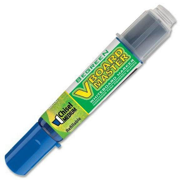 Begreen Vboard Master Whiteboard Marker - Broad Marker Point Type - Chisel Marker Point Style - Blue Ink - 1 Each (PIL43915)