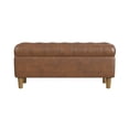 thumbnail image 5 of HomePop Button Tufted Storage Bench, 40"W x 18"D x 18"H, Brown Faux Leather, 5 of 8