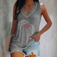 thumbnail image 2 of Moda mujer damas cuello en V suelta Tops Casual camiseta sin mangas blusa chaleco Pompotops  lopia998446, 2 of 5