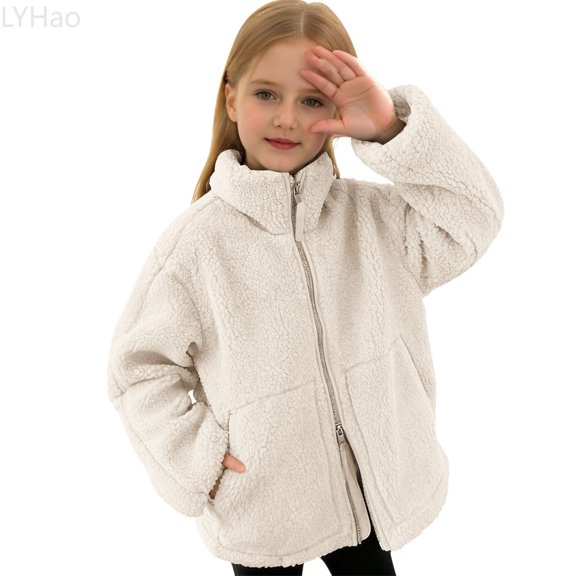LYHao Children's Solid Color Double Zipper Jacket Girls Jacket Coat,Sizes 5-6 Years