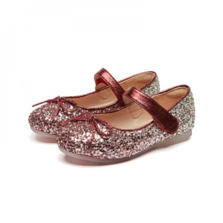 

Final Clear Out! Spring Girls Ballet Flats Dance Party Girls Shoes Princess Girls Sequined Shoes with Bow Knot Student Kids Performance Shoes