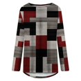thumbnail image 4 of Long Sleeve Shirts for Women Dressy Casual Crew Neck Hem Flowy Tops Color Block Geometry Printed Oversized Loose Tunic Shirts Graphic Tees for Spring Fall #B06-Orange S, 4 of 5